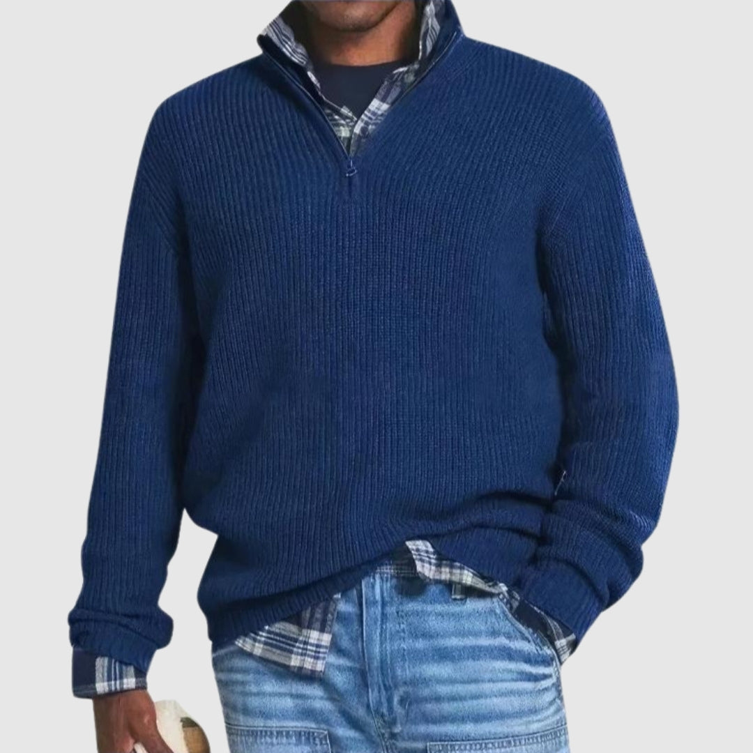 Simon™ | Stickad tröja med dragkedja