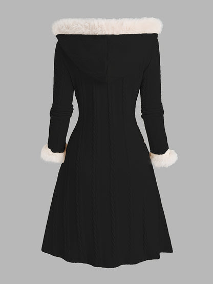 Nova™ | Rutig stickad cardigan med huva